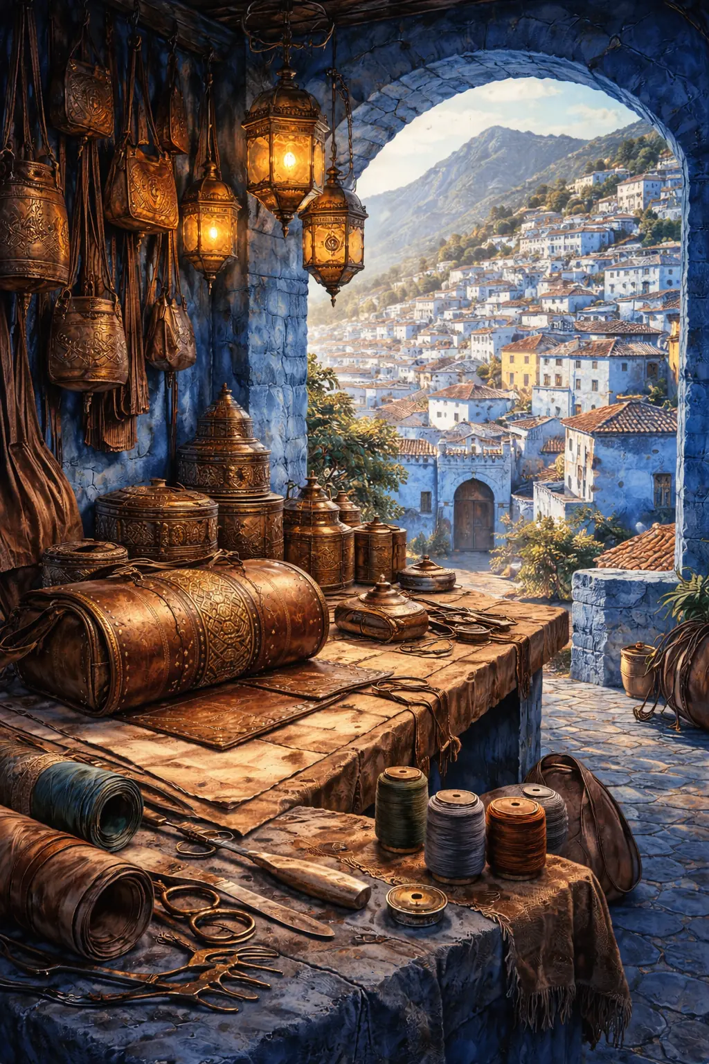 Atelier de maroquinerie à Chefchaouen - héritage artisanal marocain