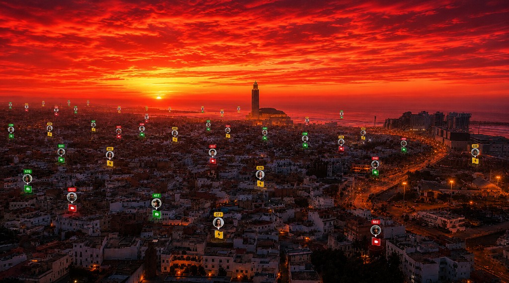 Casablanca au coucher du soleil — carte KISHTAPP